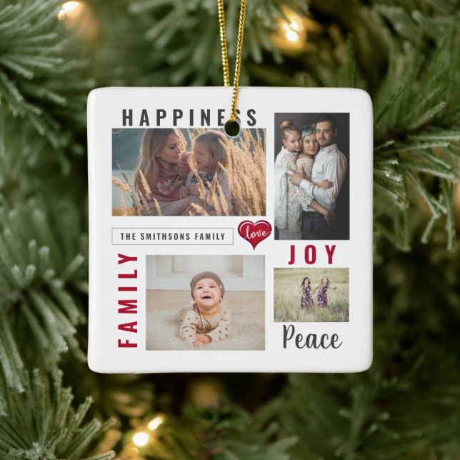 Custom Foto Collage Liebe Joy Family Keramikornament (Baum)