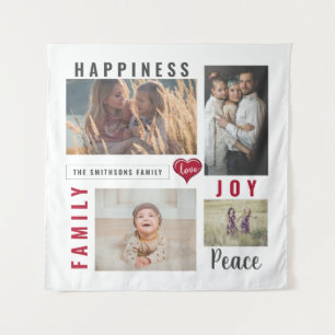Custom Foto Collage Liebe Joy Family Wandteppich