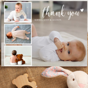 Custom Foto Collage Modern Vielen Dank Baby Dusche Postkarte