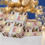 Custom Foto Collage Monogram Christmas Gold Geschenkpapier<br><div class="desc">Modernes,  kundenspezifisches Schleifpapier. Laden Sie Ihre Lieblings-Fotos hoch und fügen Sie Ihre Initialen hinzu.</div>