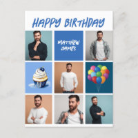 Custom Foto Collage personalisierte Blue Birthday