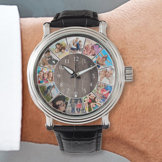 Custom Foto Collage Rustic Bauernfamilie Armbanduhr (Von Creator hochgeladen)