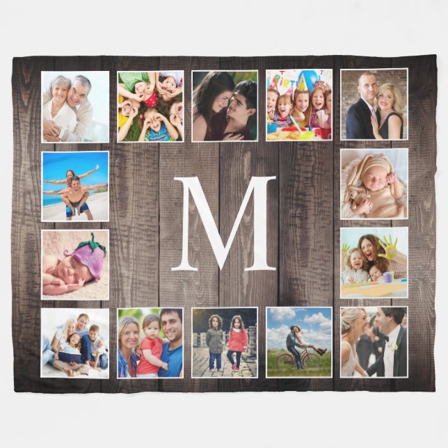 Custom Foto Collage Rustic Bauernfamilie Fleecedecke (Vorderseite (Horizontal))