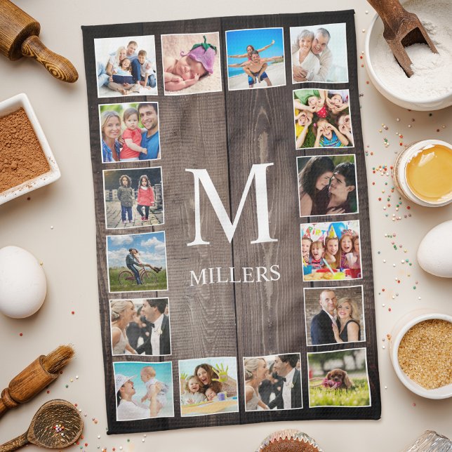 Custom Foto Collage Rustic Bauernfamilie Geschirrtuch (Von Creator hochgeladen)