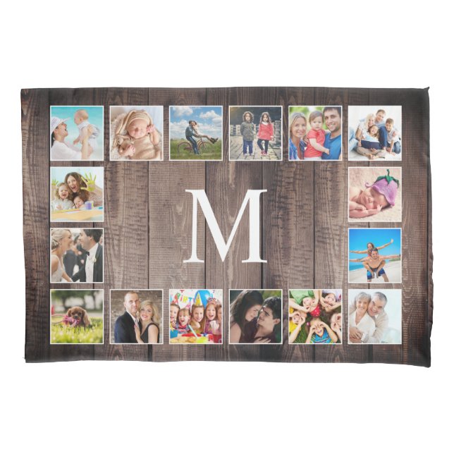 Custom Foto Collage Rustic Bauernfamilie Kissenbezug (Vorderseite)