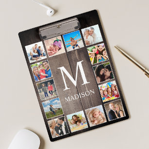 Custom Foto Collage Rustic Bauernfamilie Klemmbrett