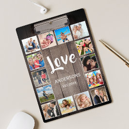 Custom Foto Collage Rustic Farmhouse Love Family Klemmbrett