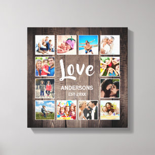 Custom Foto Collage Rustic Farmhouse Love Family Leinwanddruck