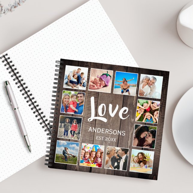 Custom Foto Collage Rustic Farmhouse Love Family Notizbuch (Von Creator hochgeladen)