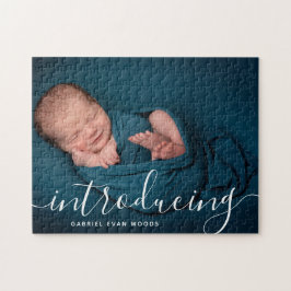 Custom Foto Collage Script Overlay Baby Birth Ann Puzzle