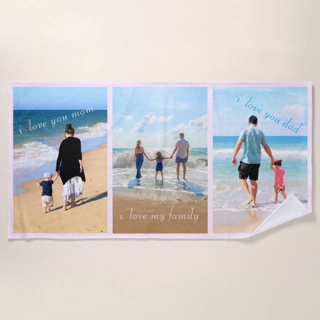 Custom Foto Collage Text Beach Handtuch Super Fami (Vorderseite)