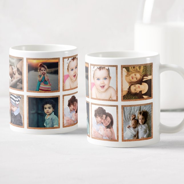 Custom Foto Collage Trendy Rose Gold Kaffeetasse (Von Creator hochgeladen)