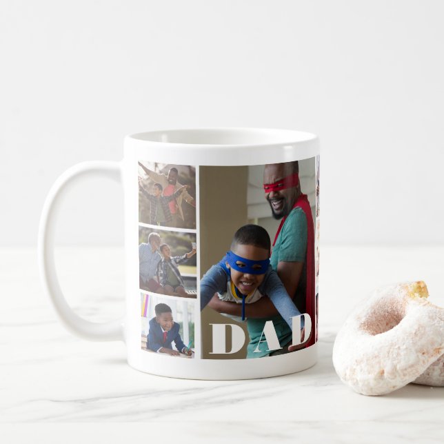 Custom Foto Collage Vater Vatertag Kaffeetasse (Mit Donut)