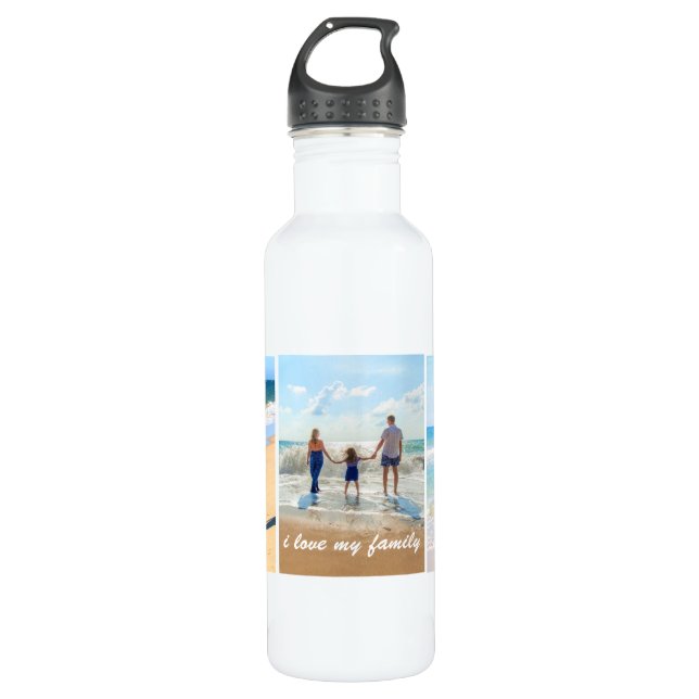 Custom Foto Collage Wasser Flasche Ihr Familienges Edelstahlflasche (Vorderseite)