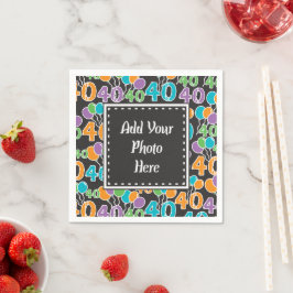 Custom Foto Colorful 40. Geburtstagspapier Napkins Serviette