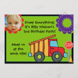 Custom Foto Construction Birthday 12x18" Einladung