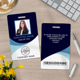 Custom foto corporate employee name tags Blue Ausweis