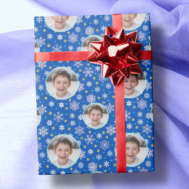 Custom Foto Custom Logo Snowflake Royal Navy Blue Geschenkpapier