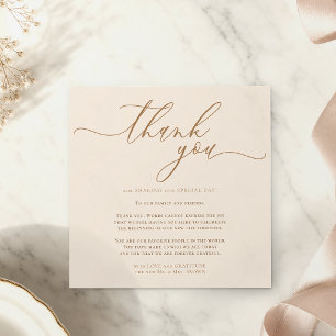 Custom Foto Danke cremebeige Wedding Begleitkarte