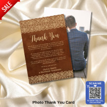 Custom Foto Danke Rustic Gold Lace