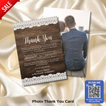 Custom Foto Danke Rustic White Lace