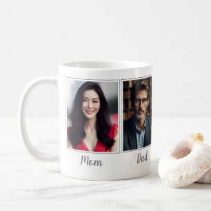 Custom Foto Dark Gray Mama Vater Son Daughter Fami Kaffeetasse