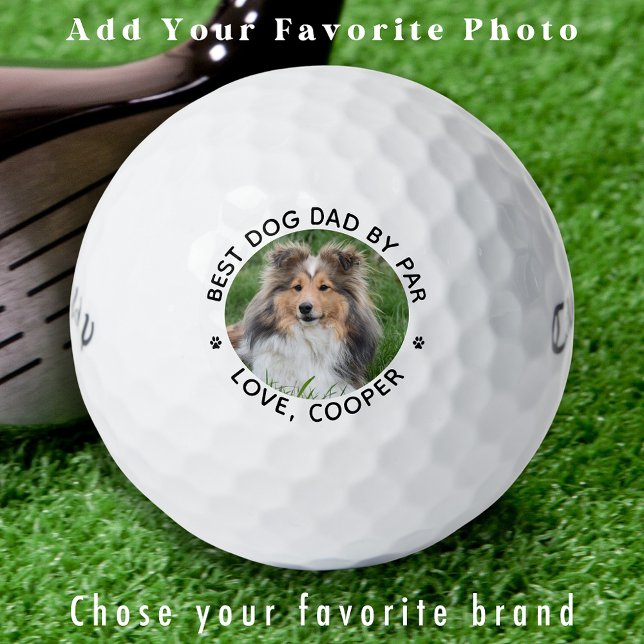 Custom Foto DOG VATER Personalisiert Moderner Golf Golfball (Von Creator hochgeladen)