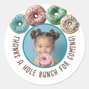 Custom Foto Donut Geburtstag dank Hole Bunch Runder Aufkleber