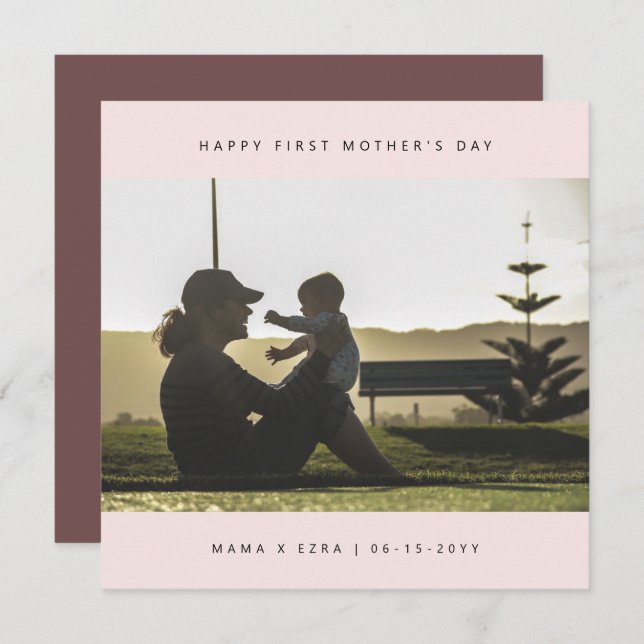 Custom Foto Elegant First Mother's Day Modern Karte (Vorne/Hinten)