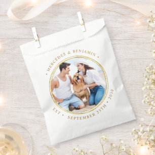 Custom Foto Elegante Gold Personalisierte Hochzeit Geschenktütchen