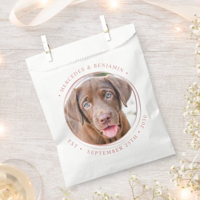 Custom Foto Elegante Rose Gold Persönliche Hochzei Geschenktütchen (Ausgeschnitten)