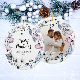 Custom Foto Elegante Weihnachten Keramik Ornament