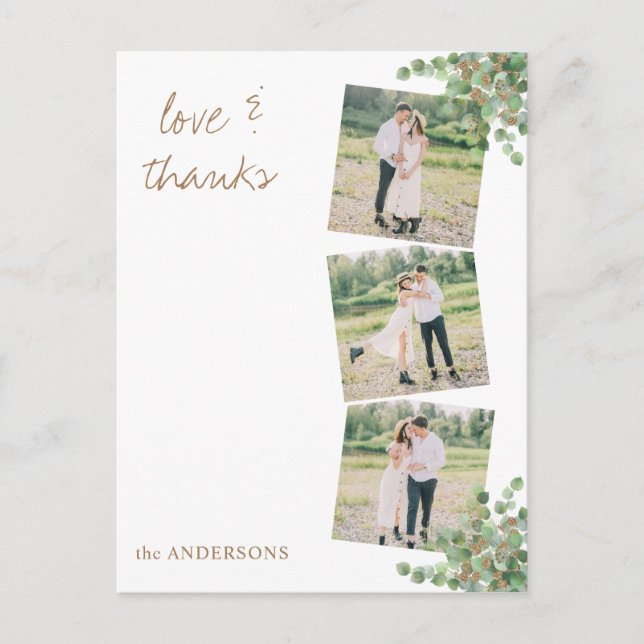 Custom Foto Eucalyptus Foliage Hochzeit Vielen Dan Postkarte (Vorderseite)