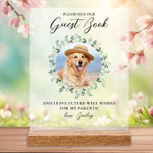 Custom Foto Eucalyptus Pet Wedding Guest Book Acrylschild
