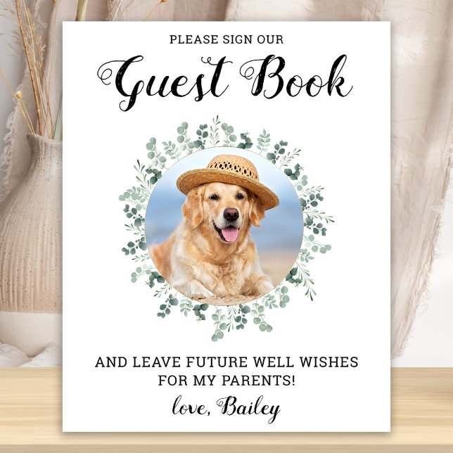 Custom Foto Eucalyptus Pet Wedding Guest Book Sig Poster (Von Creator hochgeladen)