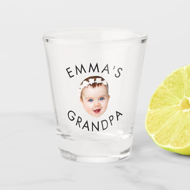 Custom Foto Face Mama Oma Opa Geburtstag Schnapsglas (Vorderseite)