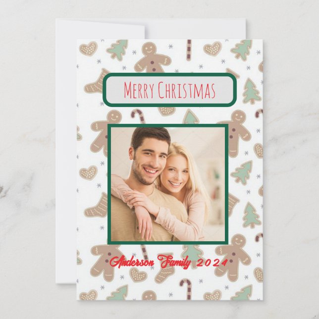 Custom Foto Family Christmas Card Einladung (Vorderseite)