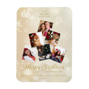Custom Foto Family Christmas Tree Happy New Year Magnet