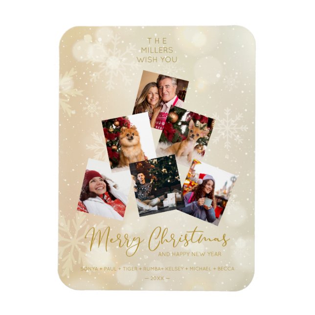 Custom Foto Family Christmas Tree Happy New Year Magnet (Vertikal)