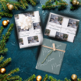 Custom Foto Family Minimalistisch Frohe Weihnachte Geschenkpapier Set