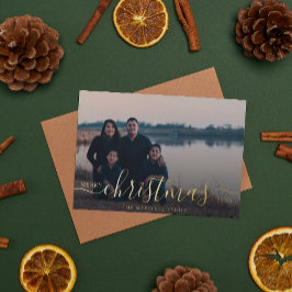 Custom Foto Family Name Weihnachten Folien Feiertagskarte