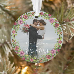 Custom Foto First Christmas als Mr. and Mrs. Ornament