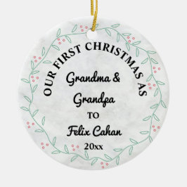 Custom Foto First Christmas als Oma & Opa Keramik Ornament