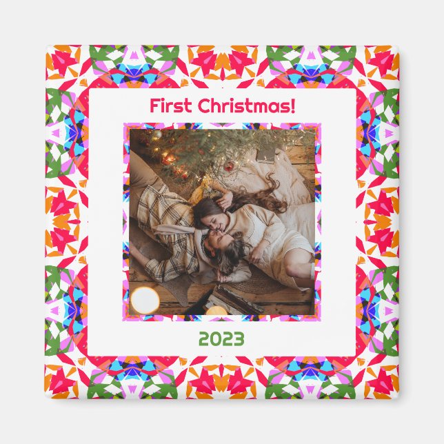 Custom Foto First Christmas New Weds New Zuhause Magnet (Vorne)