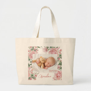 Custom Foto Floral New Baby Jumbo Stoffbeutel