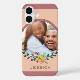 Custom Foto floral Pink Personalisiert iPhone 16 Hülle