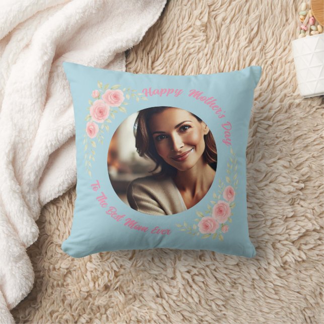 Custom Foto Floral Throw Pillow - Muttertag Kissen (Decke)