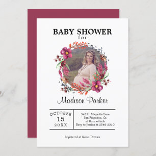 Custom Foto Floral Wreath Einladung