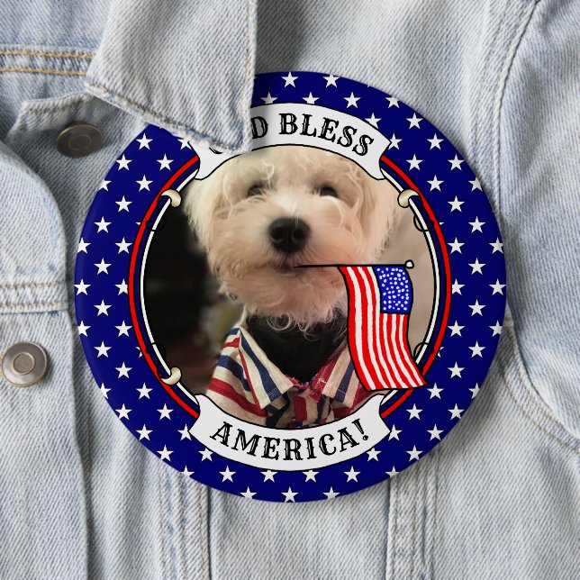 Custom Foto Frame USA American Flag Patriotic Fun Button (Beispiel)
