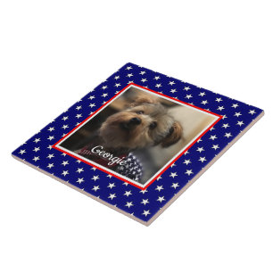 Custom Foto Frame USA American Flag Patriotic Fun Fliese